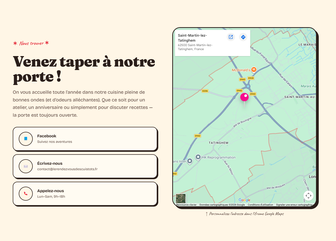 Le rendez-vous des cuistots — Contact